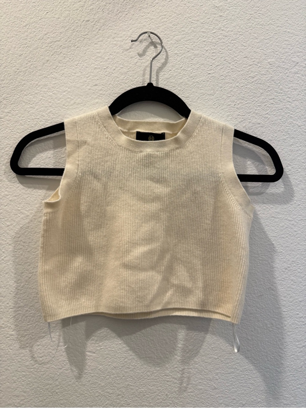 House of Harlow 1960 Cream Ribbed Cropped Tank Wool